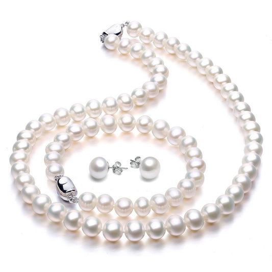 Free shipping-Freshwater pearl necklace set